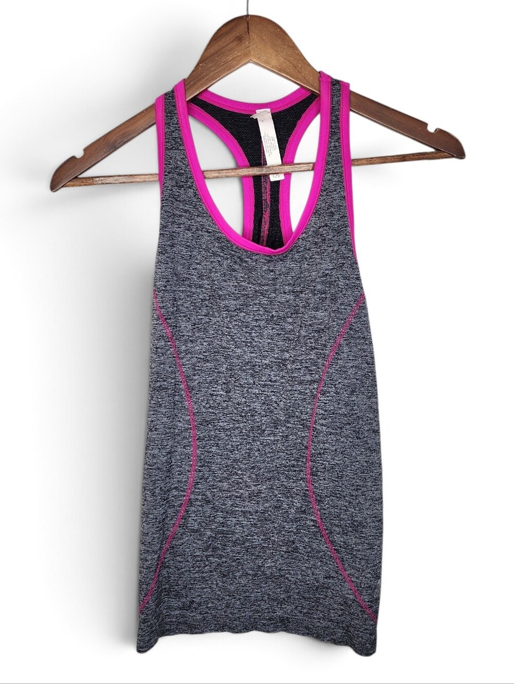 Ebb and Flow Racerback Tank Top in Heather Gray and Pink One Size